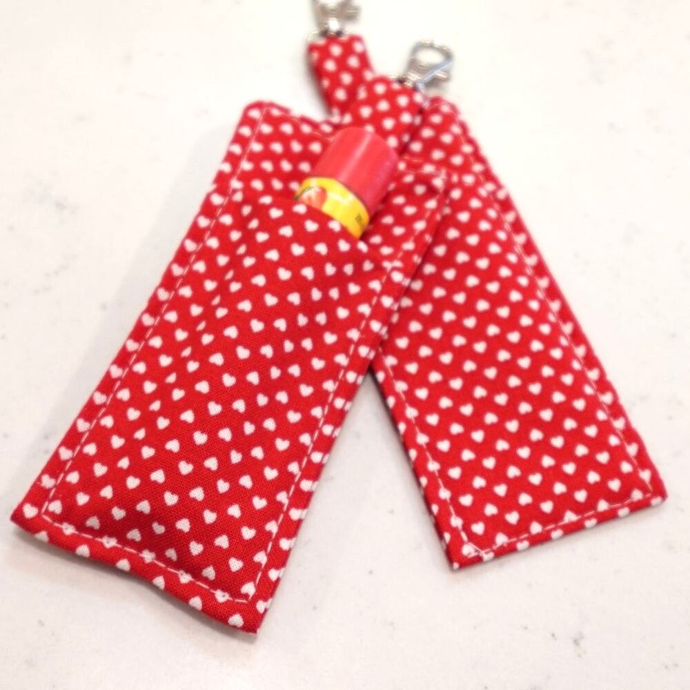 Flash SALE! 2 PC. Hearts / Lip Balm Holder, Chapstick Pouch